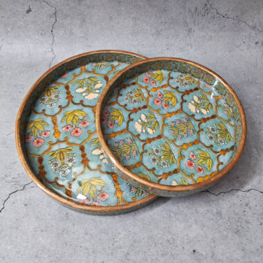 Handicraft Round Wooden Trays - Set of 2