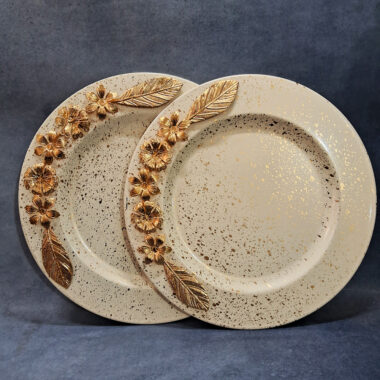 Golden Floral Serving Plate